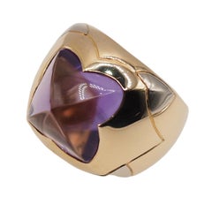 Bulgari 18kt Yellow Gold Amethyst Cocktail Ring, Circa 1990, Unisex