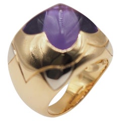 Bulgari 18kt Yellow Gold Amethyst Cocktail Ring, Circa 1990, Unisex