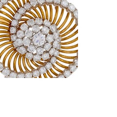 Bulgari Gold and Diamond Spiral Brooch