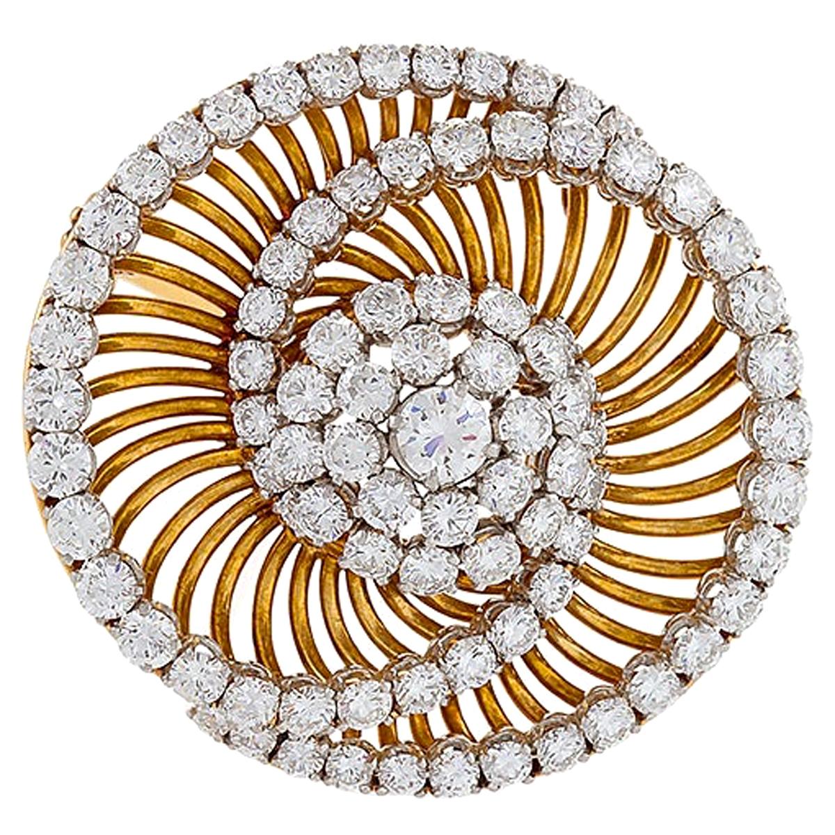 Bulgari Gold and Diamond Spiral Brooch