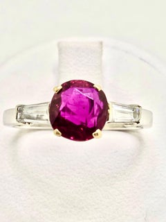 Bulgari 1960s Vintage Platinum and Yellow Gold Ring with 2.01 ct Burmese Ruby an