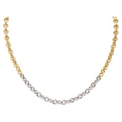 Bulgari 1970 - Collier unisexe à maillons en or bicolore 18 carats avec Navette Vintage