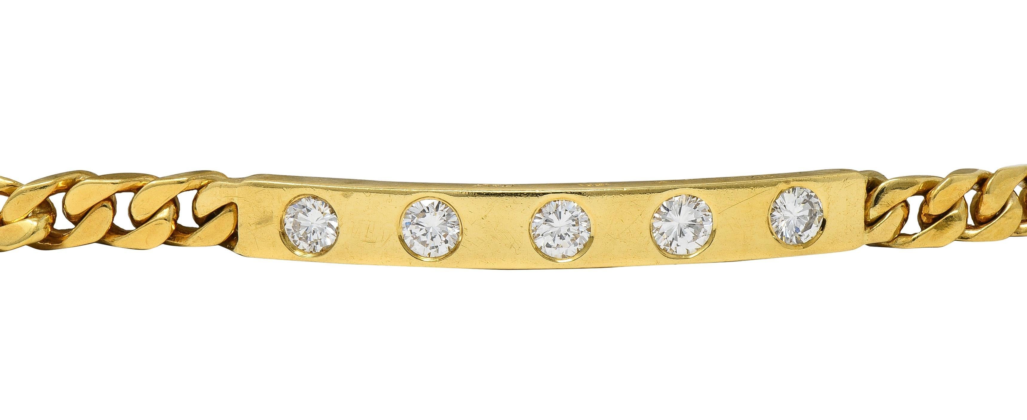 Bracelet Vintage en or jaune 18 carats avec diamants Bulgari 1970 Excellent état - En vente à Philadelphia, PA