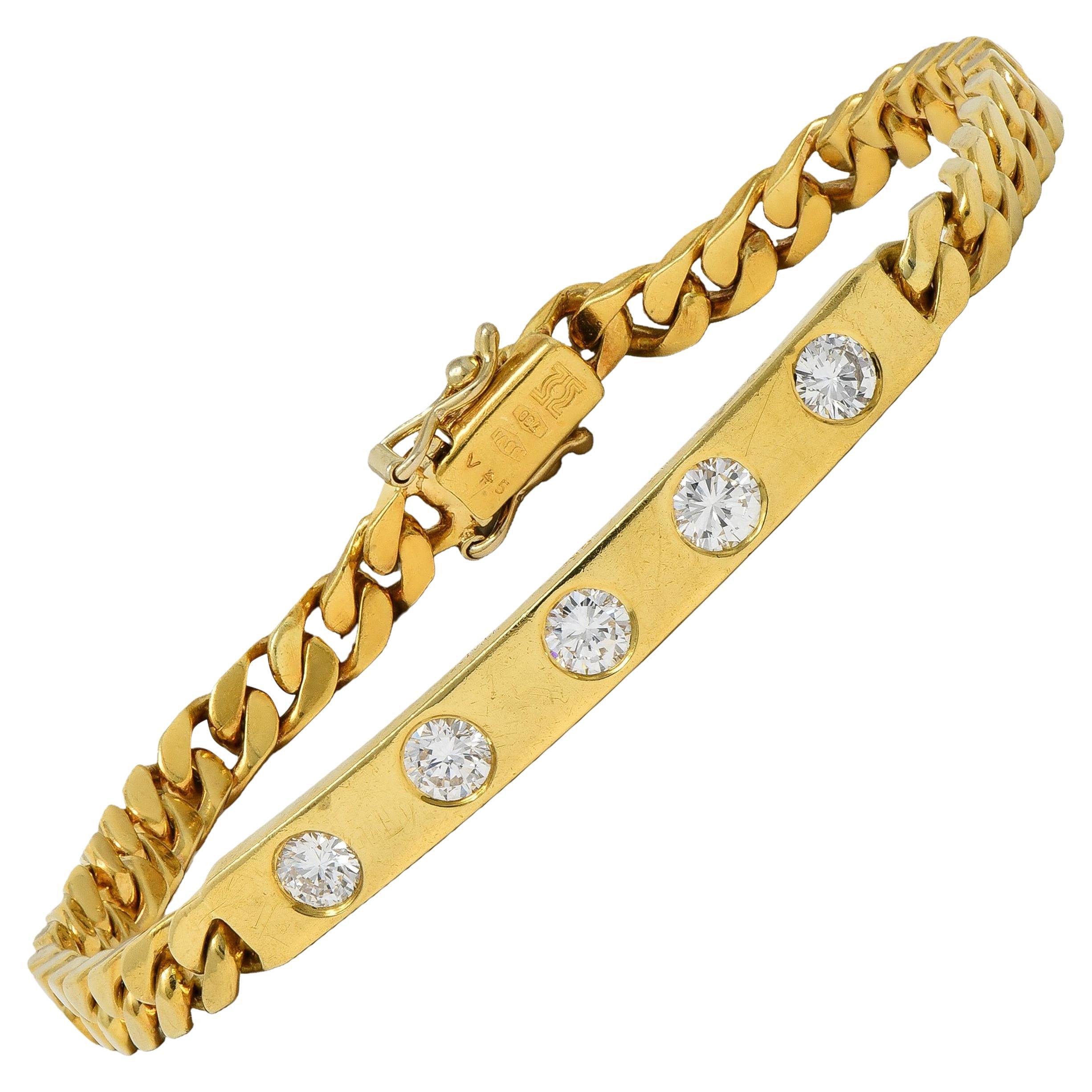 Bracciale Vintage Bulgari 1970 con diamanti in oro giallo 18 carati