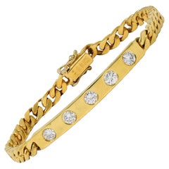 Bulgari Años 70 Diamante Oro Amarillo 18 Kilates Pulsera Barra Vintage