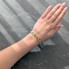 Bulgari 1970 Diamond 18 Karat Yellow Gold Vintage Fancy Curb Link Bracelet