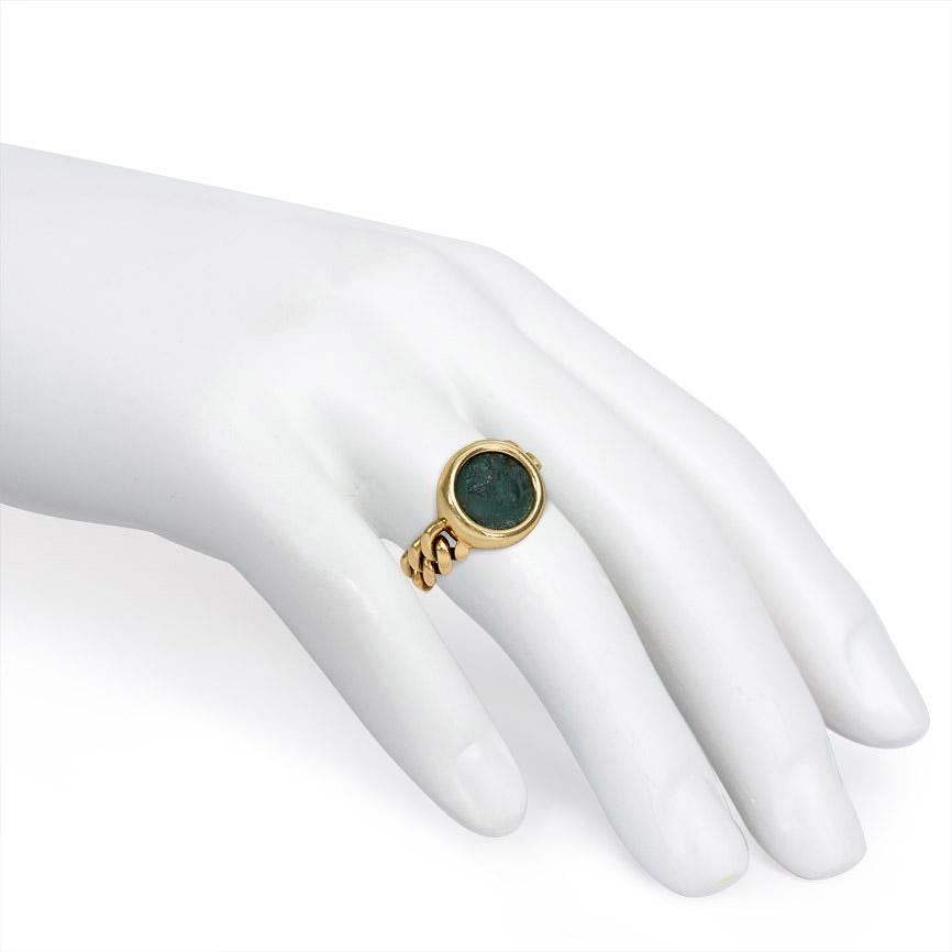 Bulgari 1970s Flexible Gold Ring Set with an Ancient Greek Coin Featuring Apollo In Good Condition In New York, NY