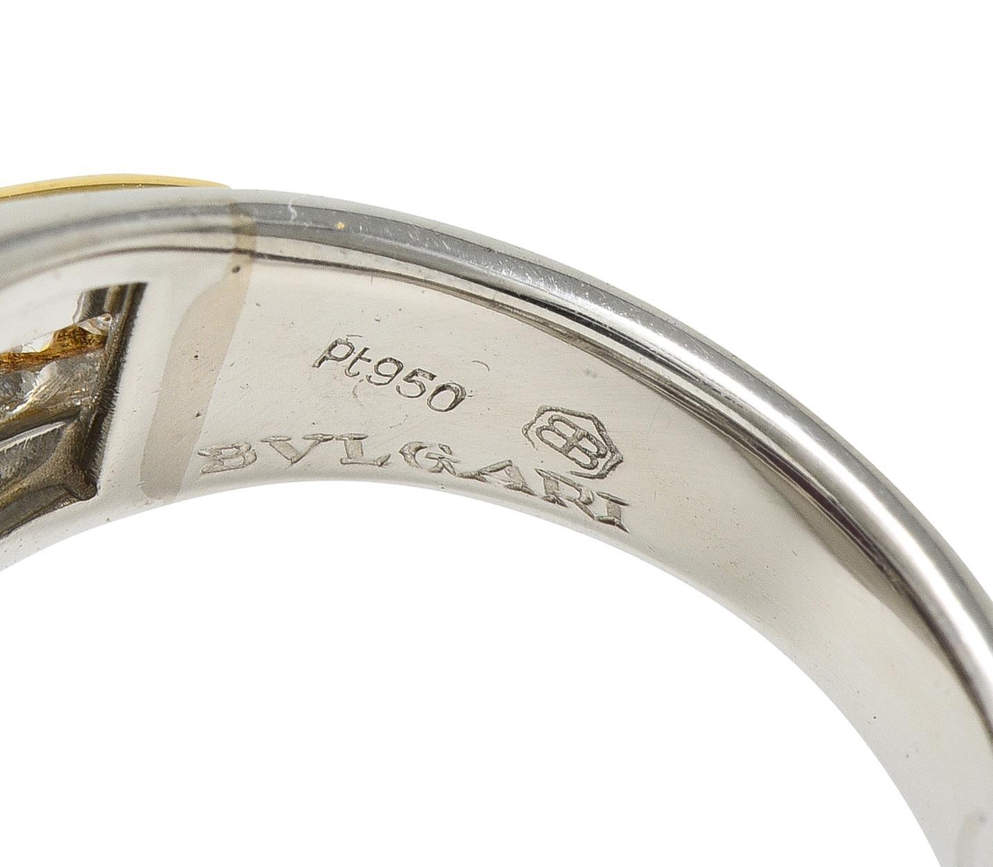 Bulgari 1970 Ruby Diamond Platinum 18 Karat Yellow Gold Vintage Bombé Ring en vente 1