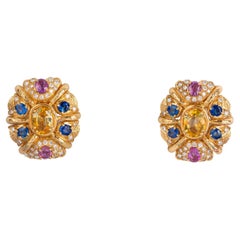 Bulgari 1970's Sapphire Gold Earclips