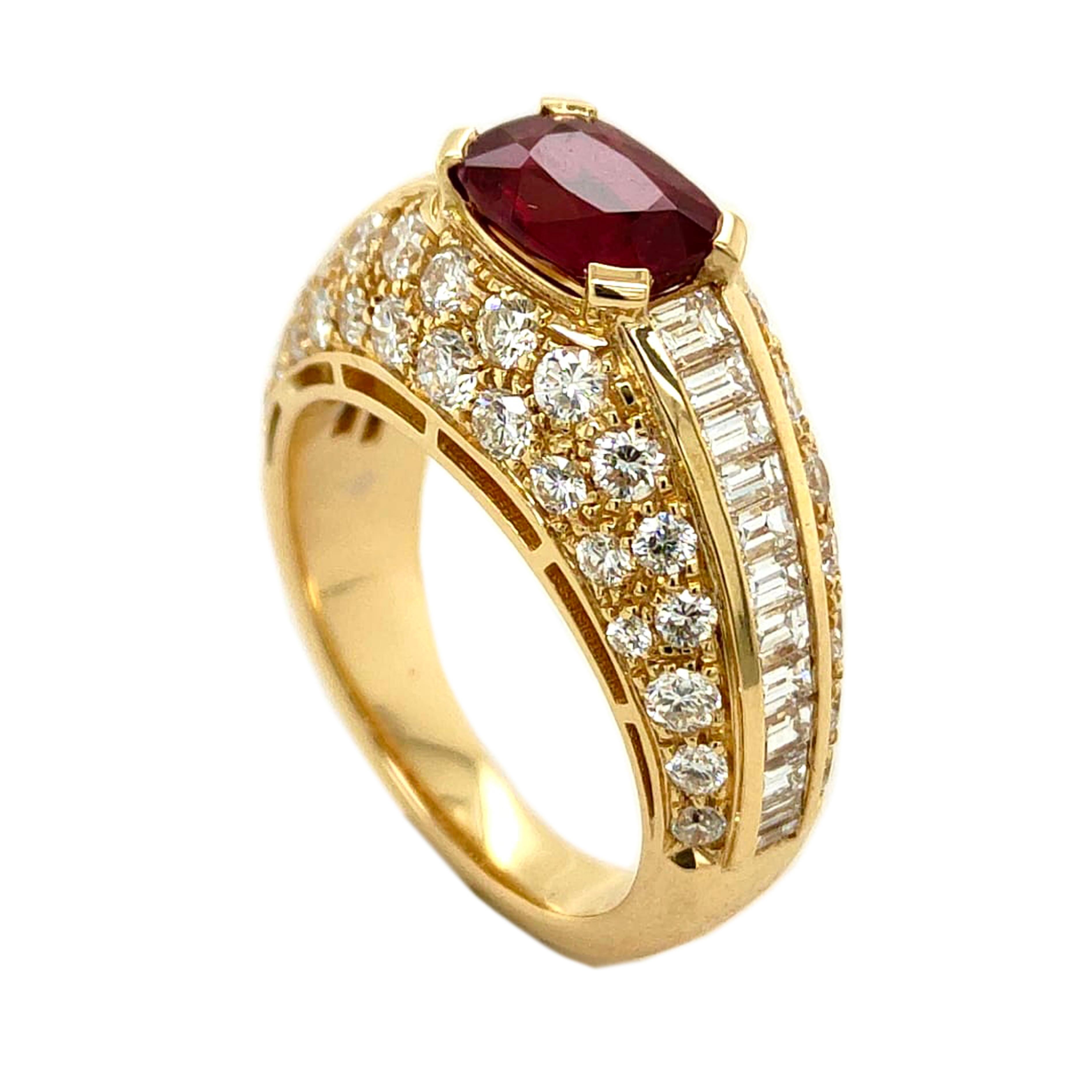 Bulgari 1980 1.47 GIA Certified Burma No Heat Ruby Diamond Trombino ...