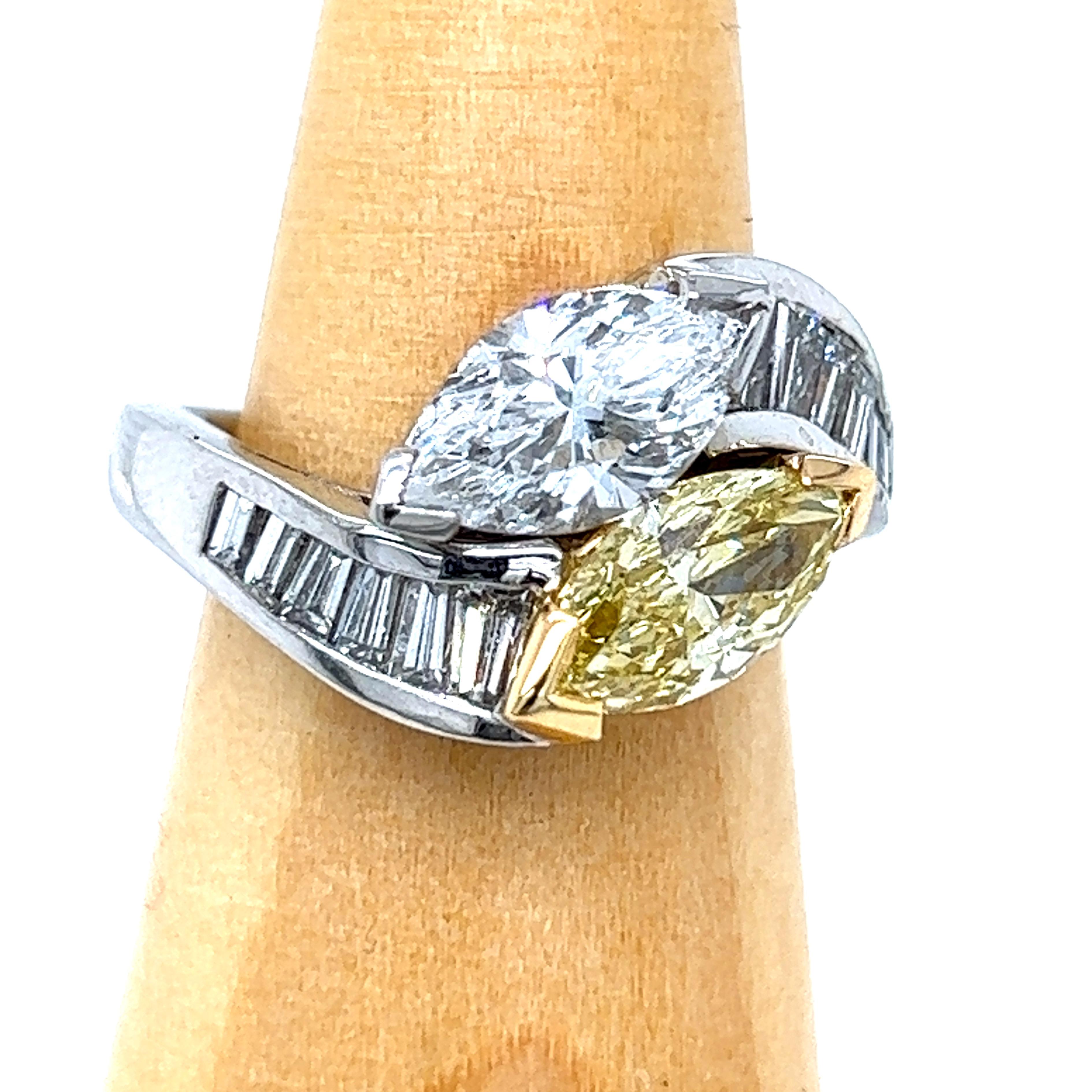 Bulgari 1980 GIA Certified White Yellow Marquise Diamond Toi Et Moi Ring 2
