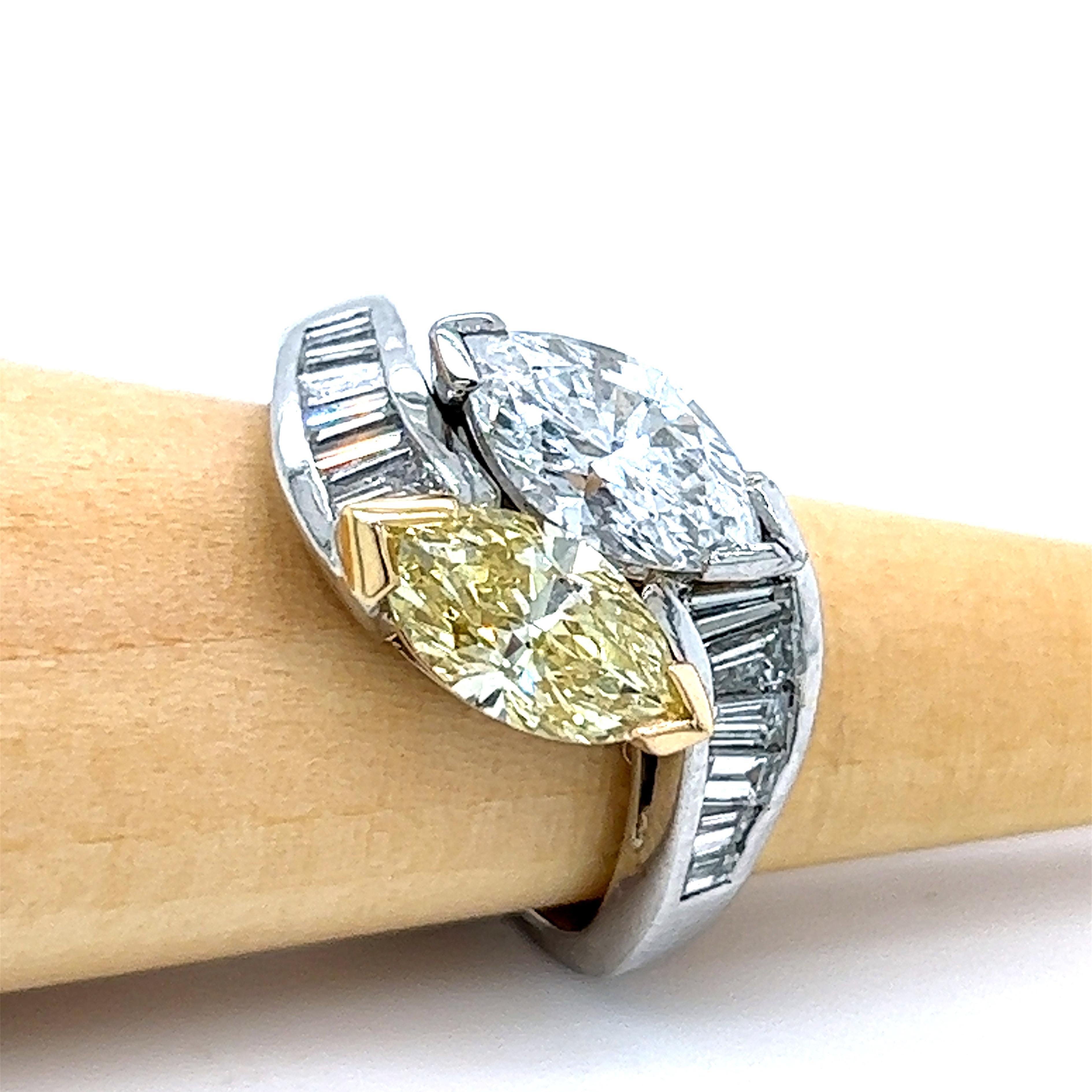 Bulgari 1980 GIA Certified White Yellow Marquise Diamond Toi Et Moi Ring 5