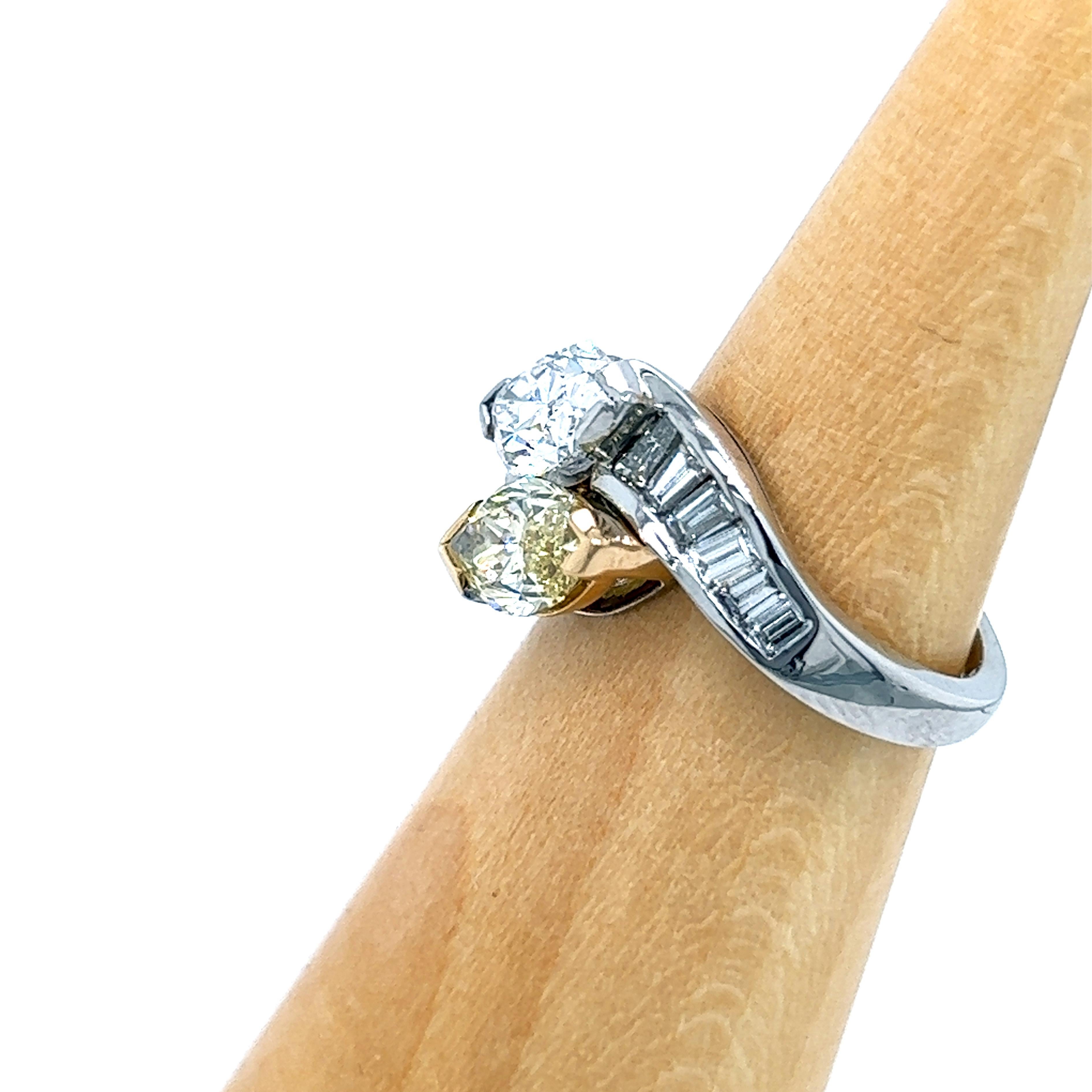 Bulgari 1980 GIA Certified White Yellow Marquise Diamond Toi Et Moi Ring 6