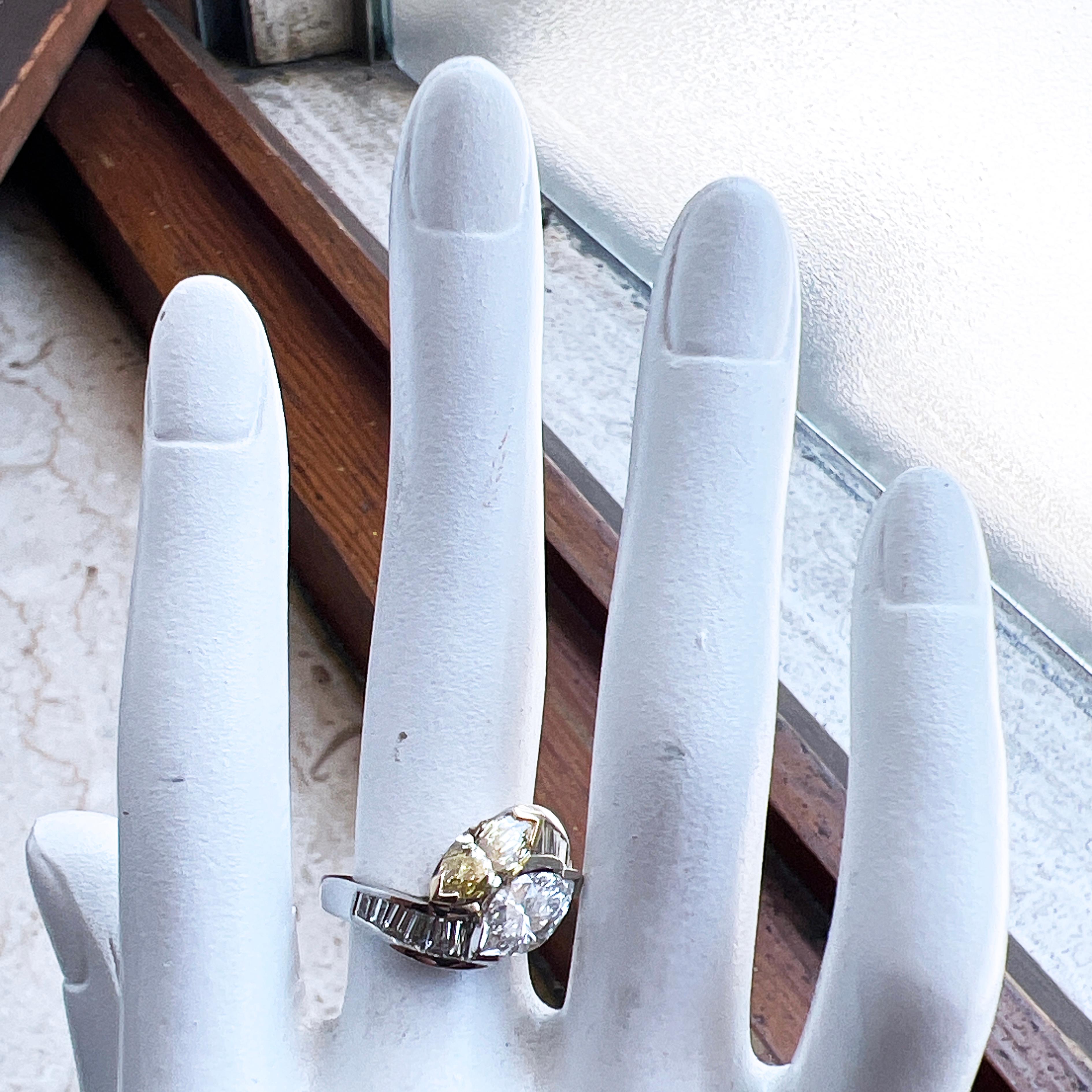 Bulgari 1980 GIA Certified White Yellow Marquise Diamond Toi Et Moi Ring 10