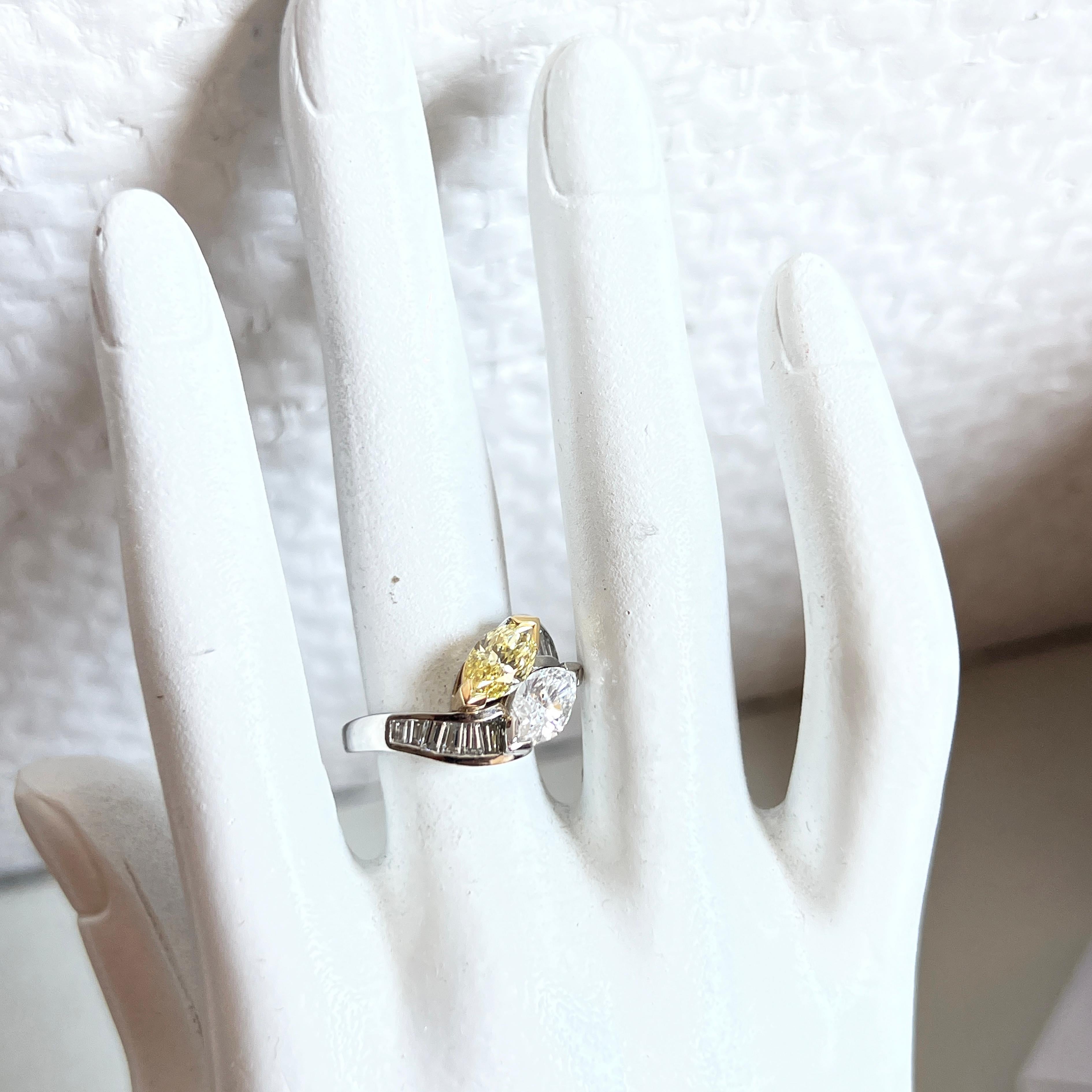 Bulgari 1980 GIA Certified White Yellow Marquise Diamond Toi Et Moi Ring 12