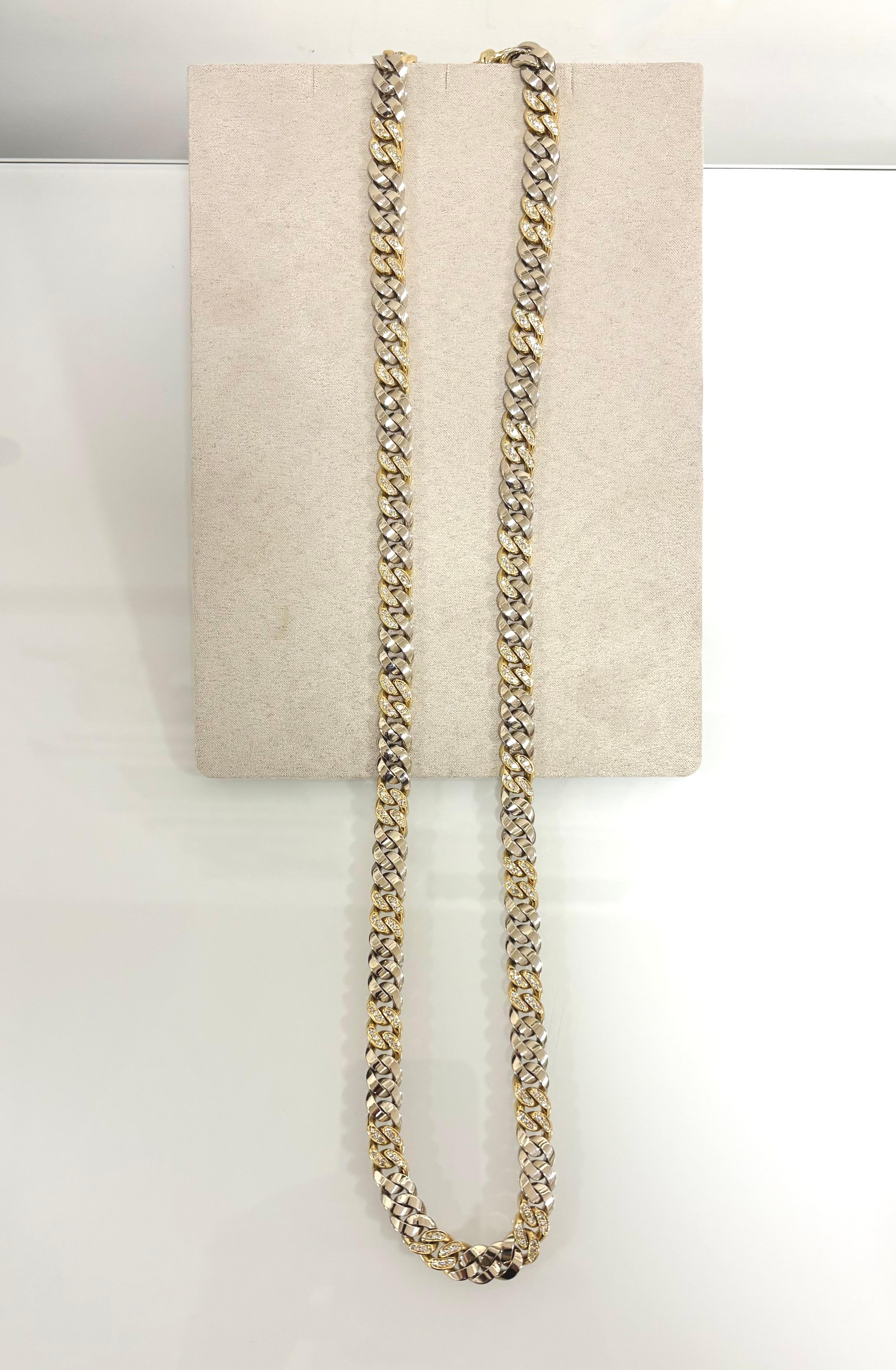 Modern Bulgari 1980 Groumette Diamonds 18 Kt. Gold Long Necklace For Sale