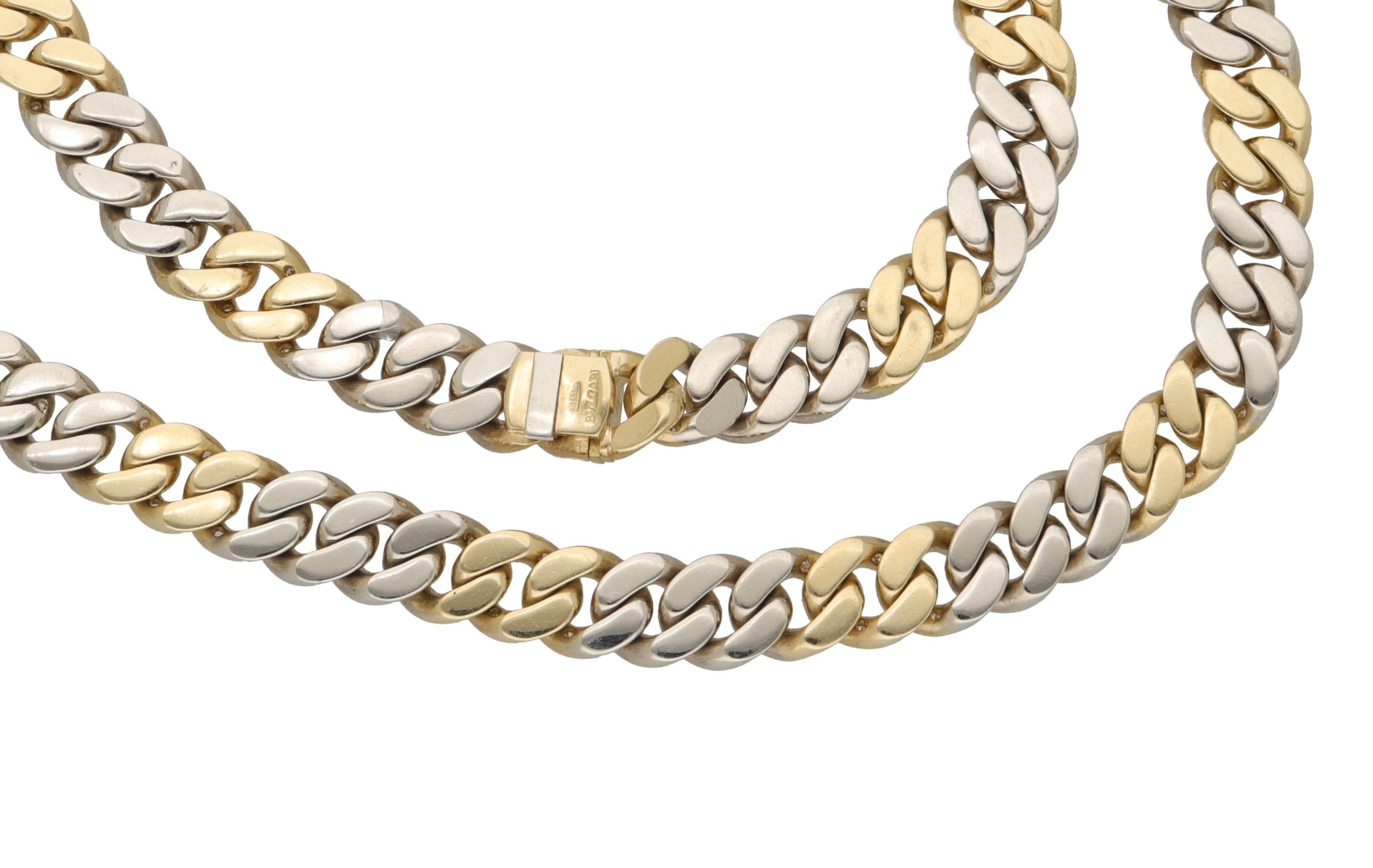Bulgari 1980 Groumette Diamonds 18 Kt. Gold Long Necklace For Sale 2