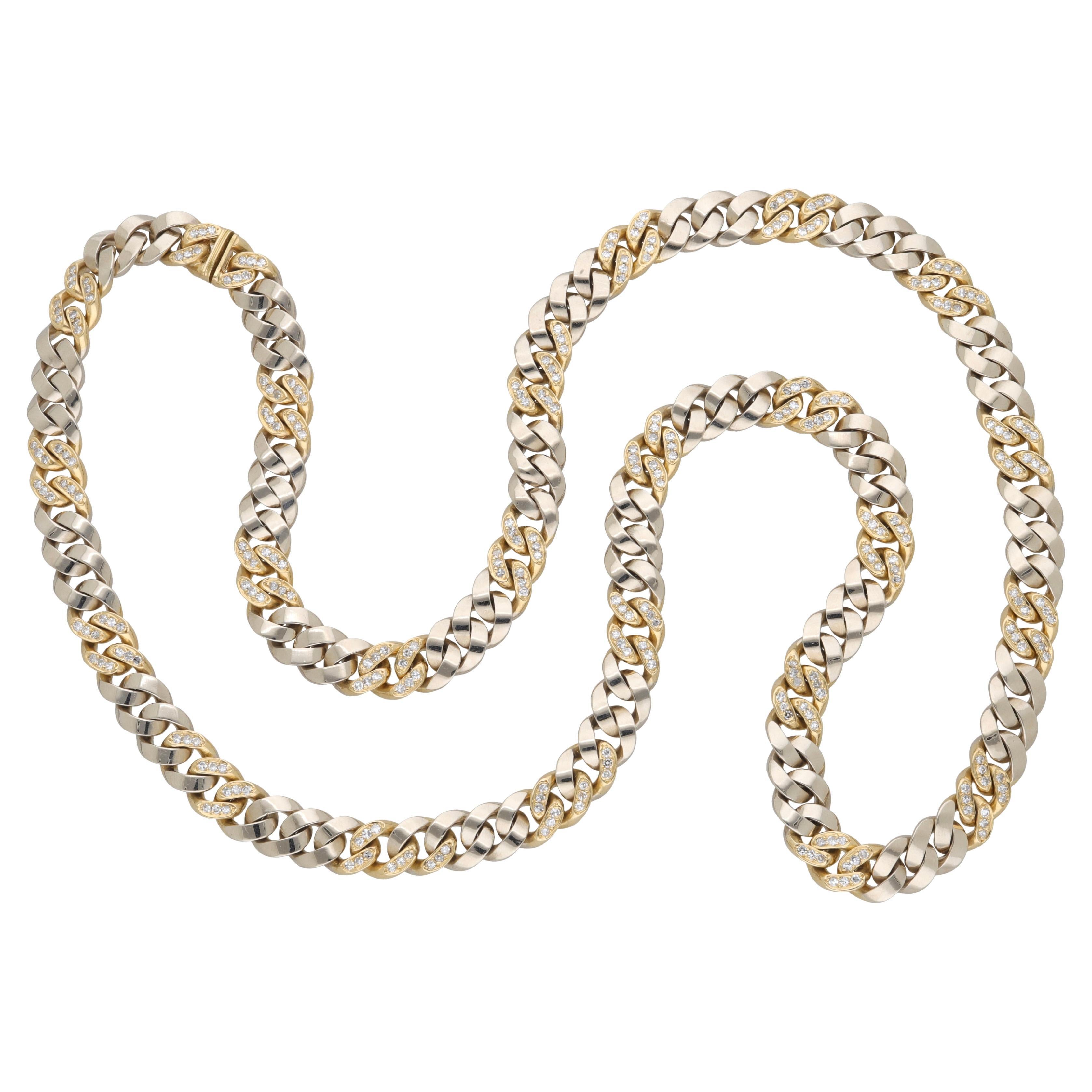 Bulgari 1980 Groumette Diamonds 18 Kt. Gold Long Necklace