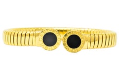 Bulgari 1980 Tubogas 18 Karat Gold Black Onyx Bracelet