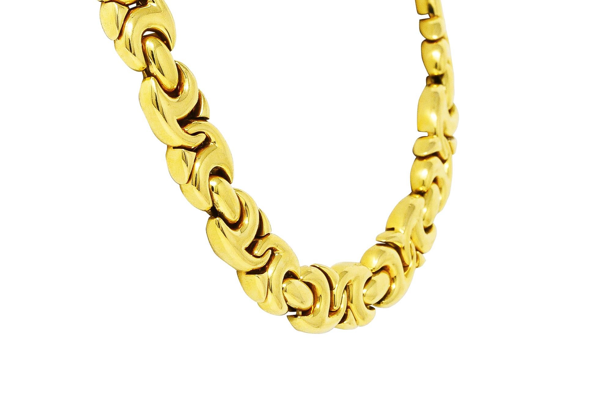 Contemporary Bulgari 1980's 18 Karat Yellow Gold Gancio Chain Link Vintage Collar Necklace