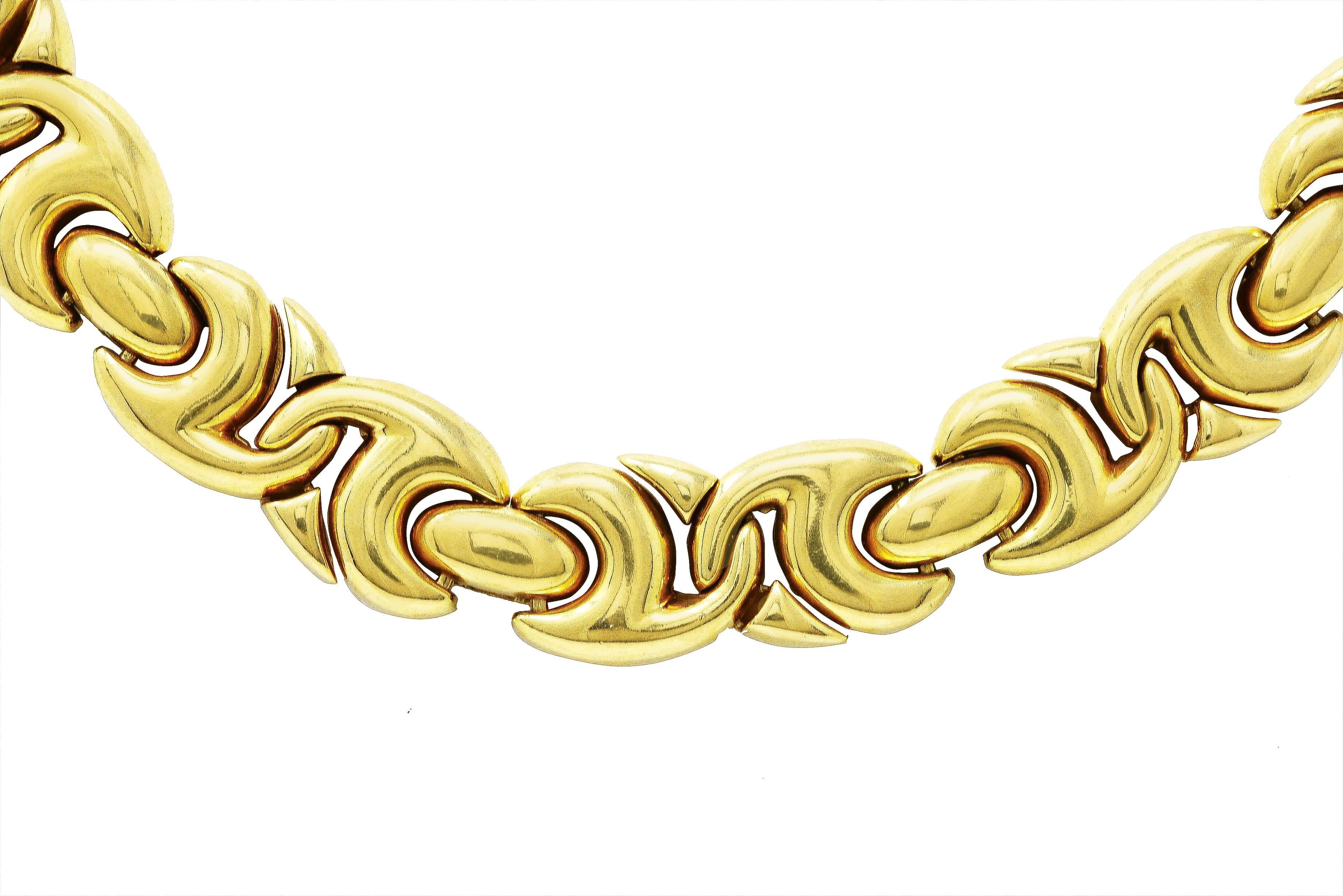 Bulgari 1980's 18 Karat Yellow Gold Gancio Chain Link Vintage Collar Necklace In Excellent Condition In Philadelphia, PA