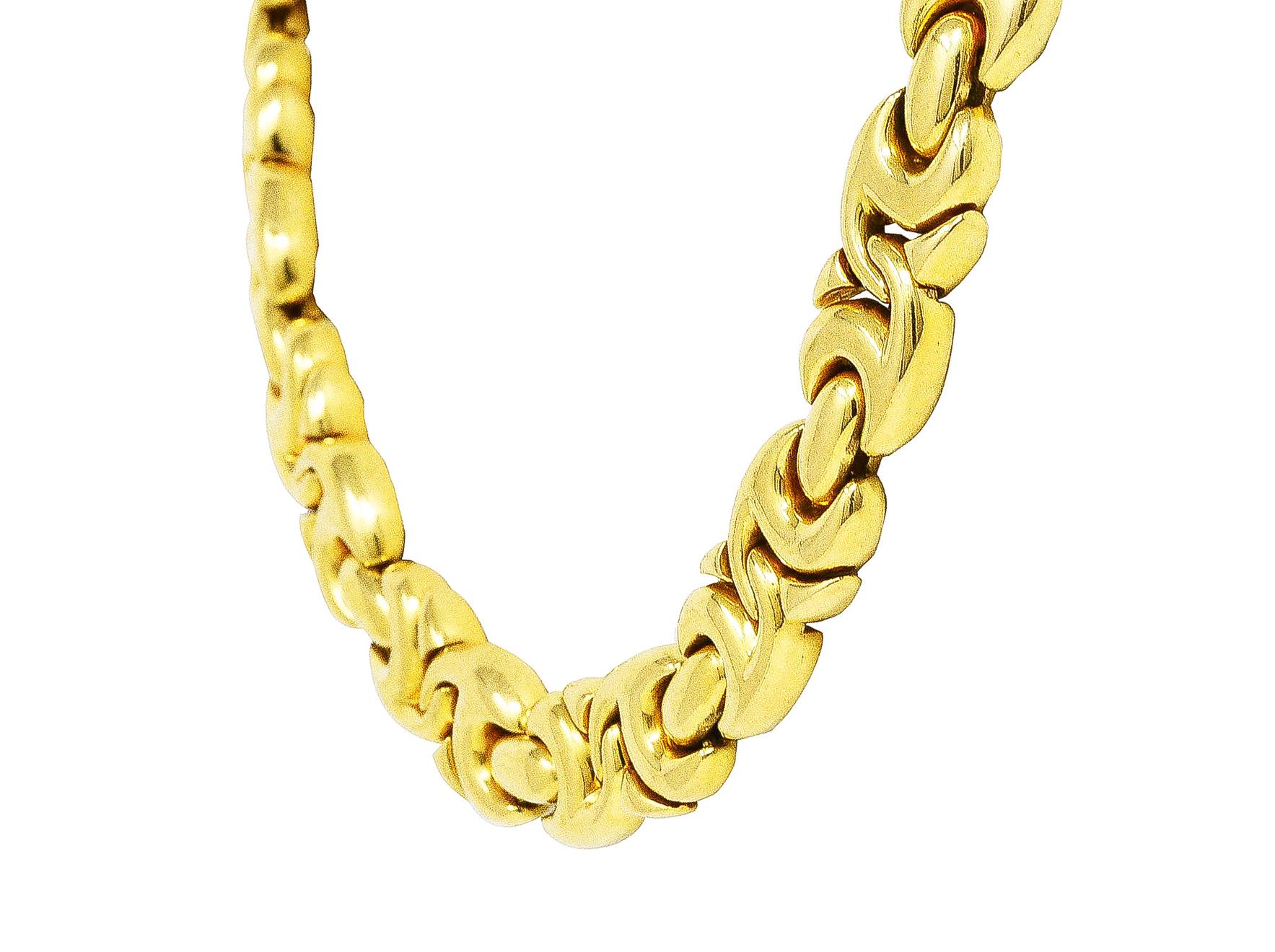 Women's or Men's Bulgari 1980's 18 Karat Yellow Gold Gancio Chain Link Vintage Collar Necklace