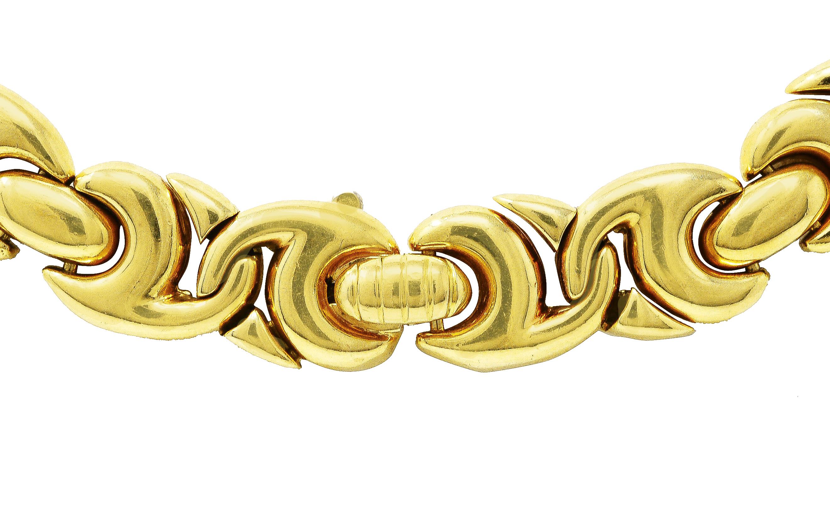 Bulgari 1980's 18 Karat Yellow Gold Gancio Chain Link Vintage Collar Necklace 1