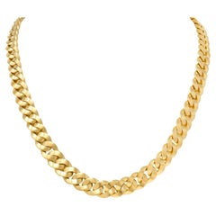 Bulgari 1980's 18 Karat Yellow Gold Vintage Graduated Curb Link Chain Necklace
