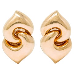 Bulgari Años 80 Oro amarillo de 18 quilates Pendientes de eslabón de gancio vintage hinchados