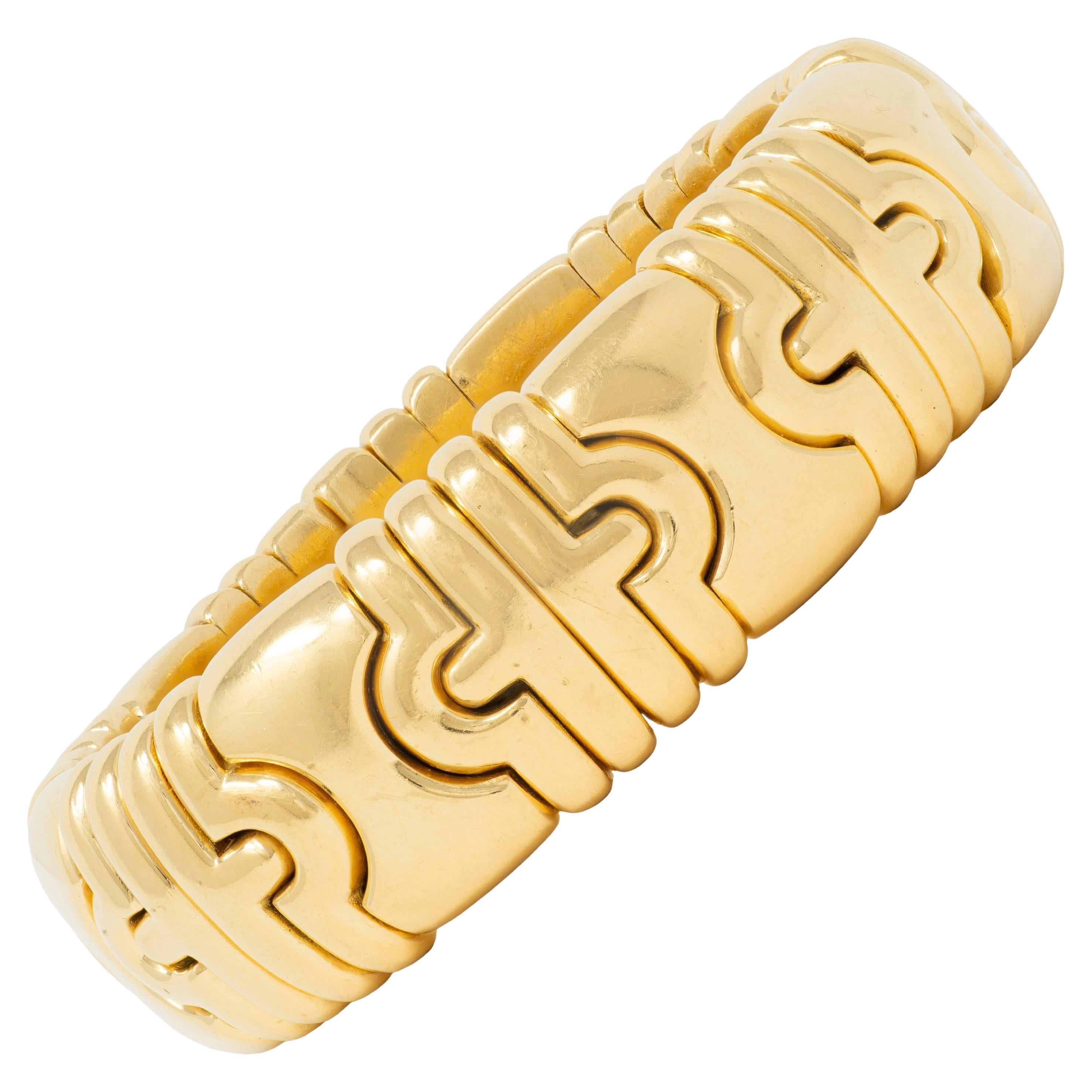 Bulgari 1980
s Or jaune 18 carats Large Parentesi Tubogas Cuff Vintage