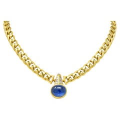 Bulgari 1980's 18.00 Carat Sapphire Ruby Diamond 18 Karat Yellow Gold Necklace