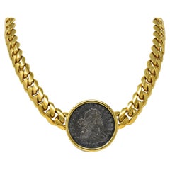 Bulgari 1980's 1803 US Coin 18K Gold Monete Lady Liberty Vintage Collar Necklace