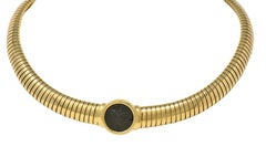 Bulgari 1980's 18K Gold Vintage Ancient Carthage Coin Monete Tubogas Necklace