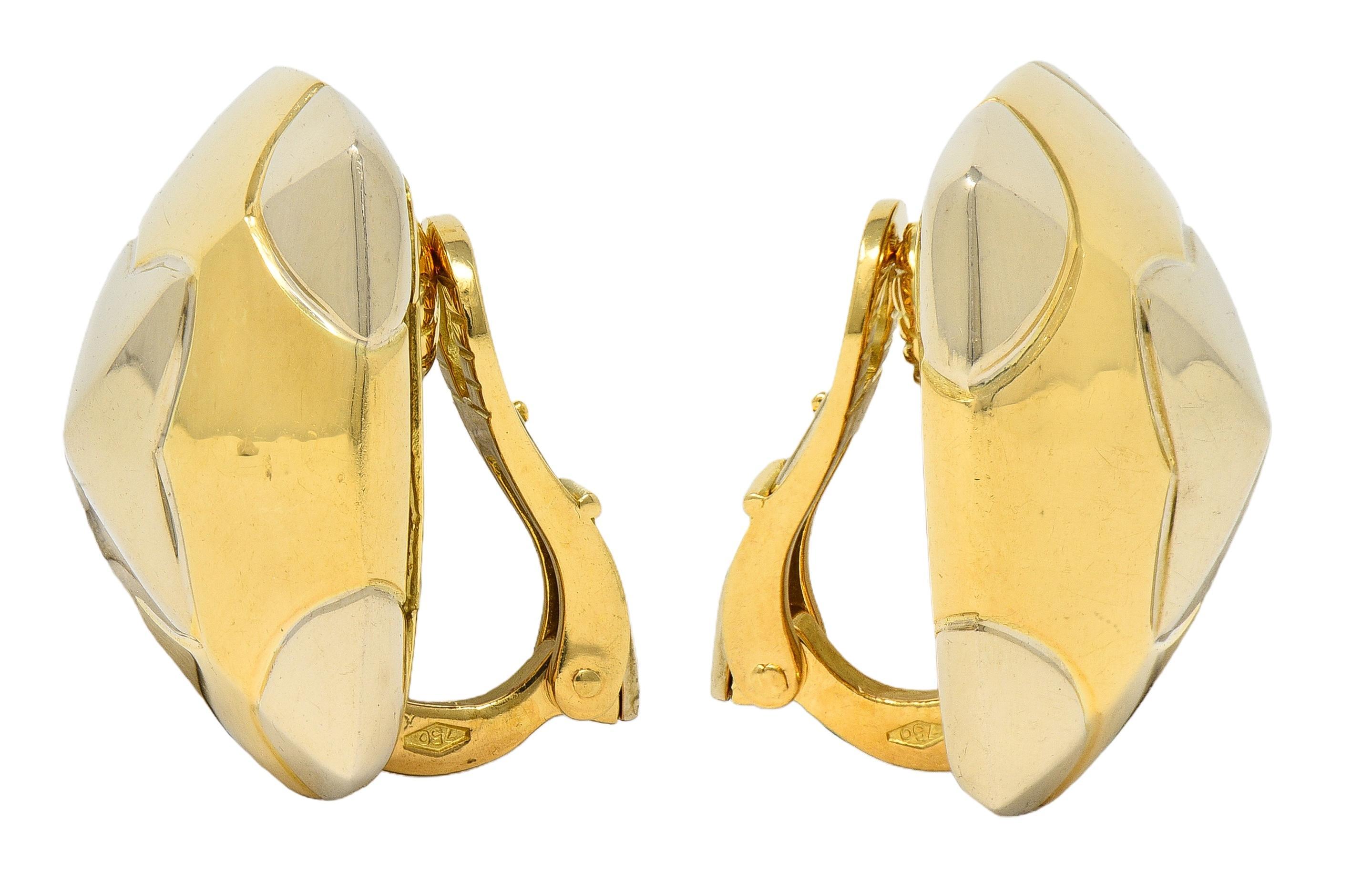 Pendientes Bulgari 1980's Oro 18K Vintage Cúpula Roma Pirámide Moderno en venta