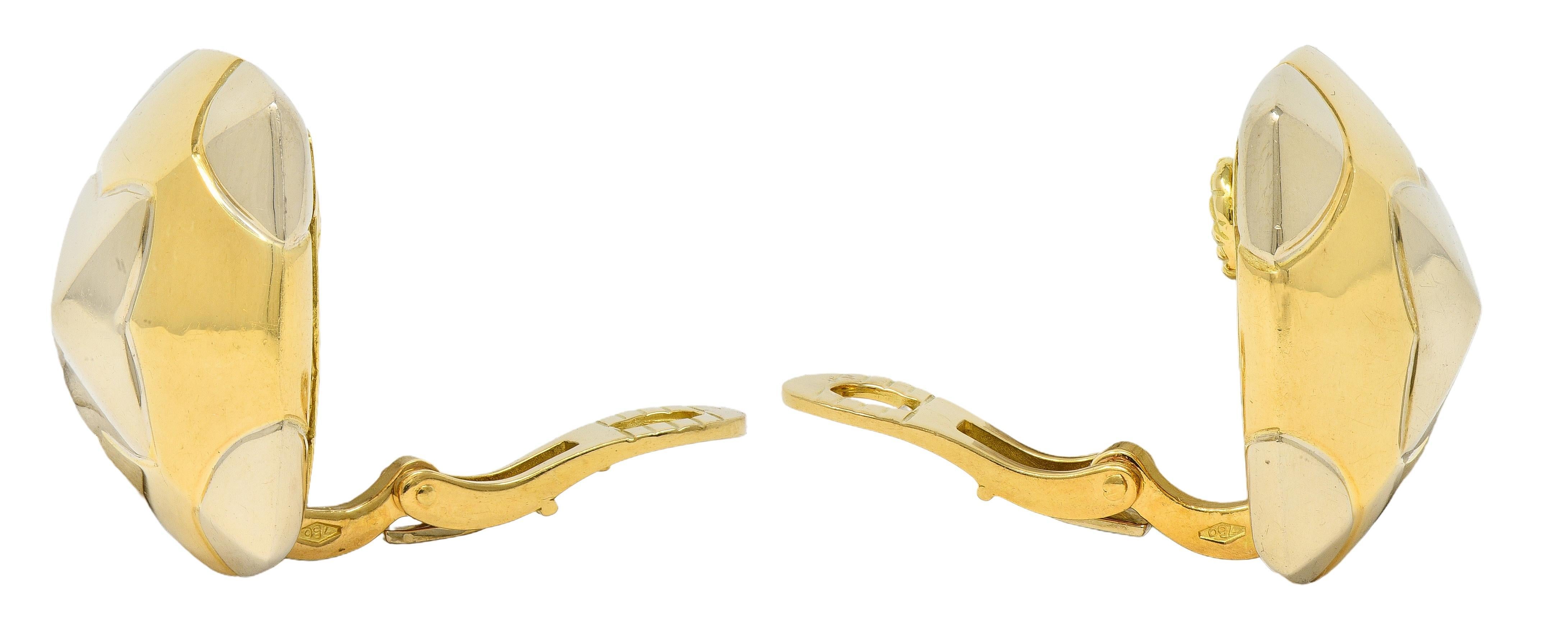 De las mujeres Pendientes Bulgari 1980's Oro 18K Vintage Cúpula Roma Pirámide en venta