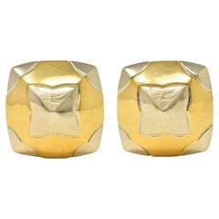 Bulgari 1980's 18K Gold Vintage Pyramide Roma Kuppel Ohr-Clip Ohrringe