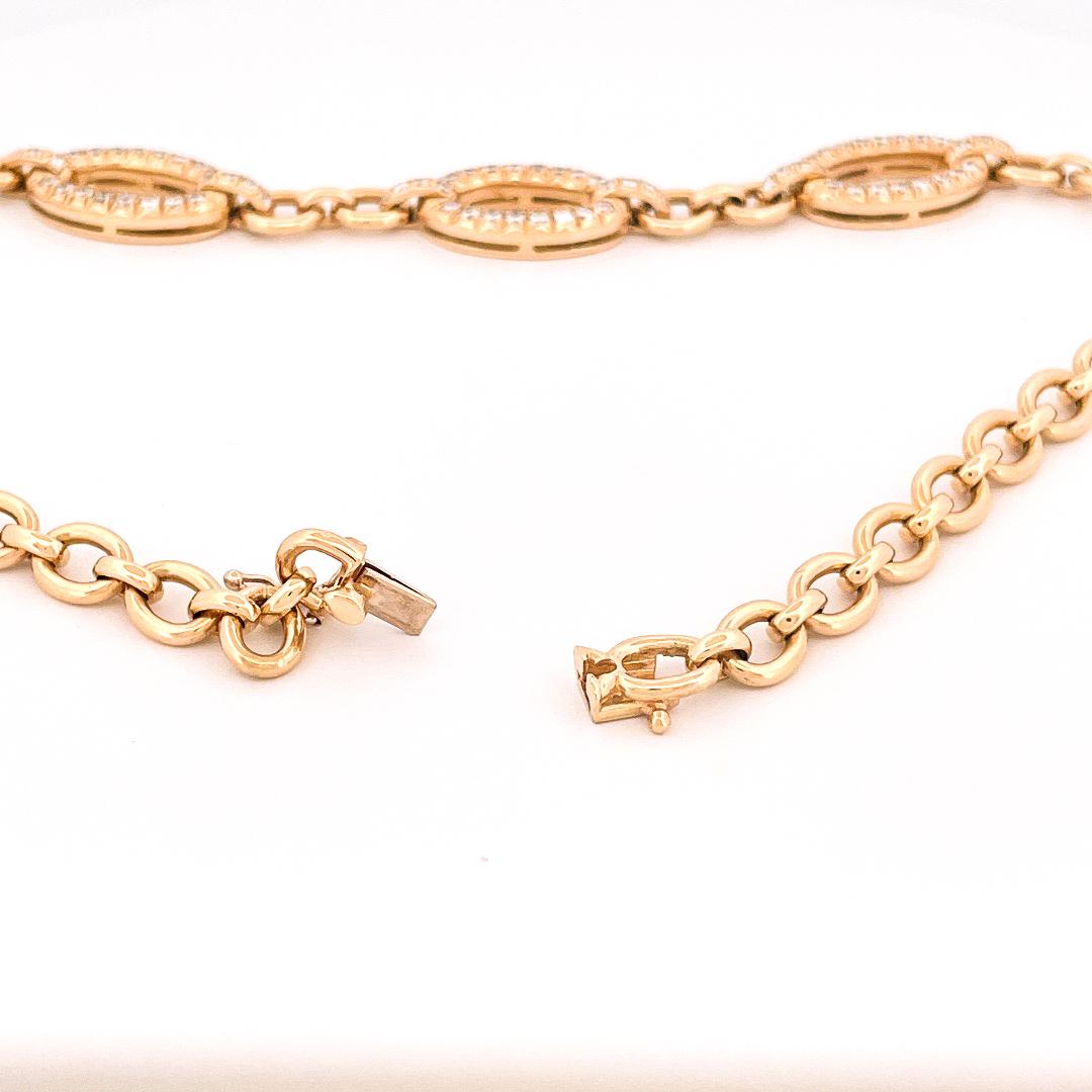 Bulgari 1980er Jahre 18 Karat Gelbgold Pavé-Diamant Oval Kabel-Gliederkette im Zustand „Hervorragend“ in Dallas, TX