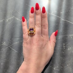 Bulgari 1980's Amethyst Citrine 18 Karat Yellow Gold Vintage Doppio Ring