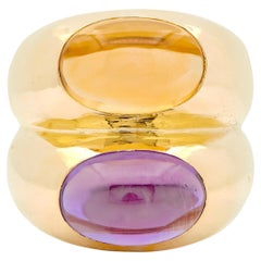 Bulgari 1980's Amethyst Citrine 18 Karat Yellow Gold Vintage Doppio Ring