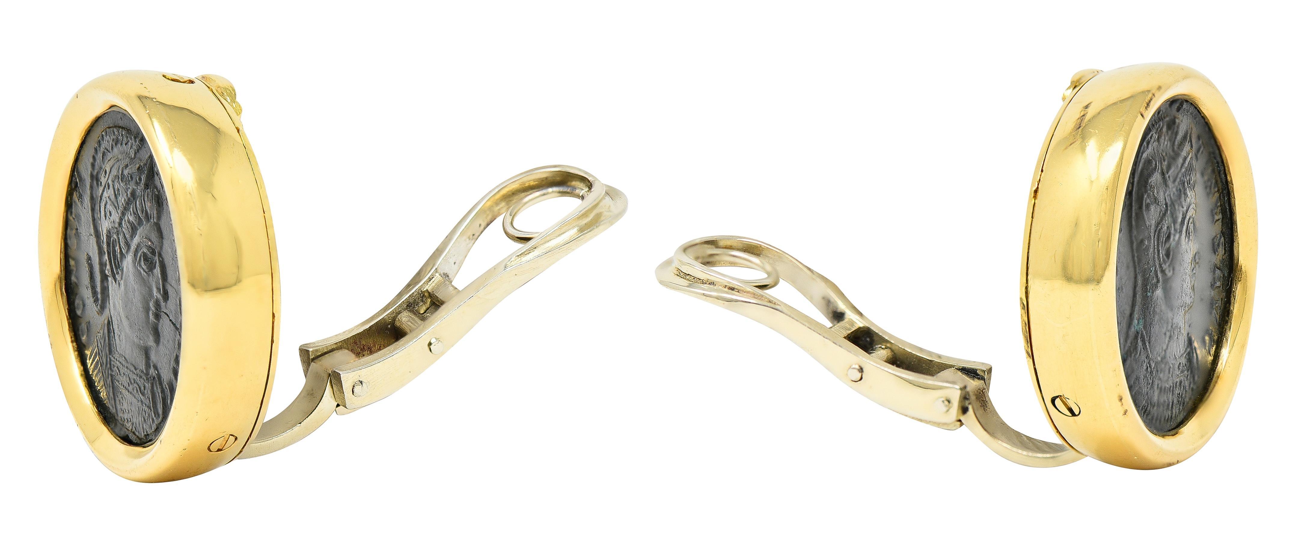 Donna Orecchini a clip Bulgari anni '80 con monete romane antiche in oro 18 carati in vendita