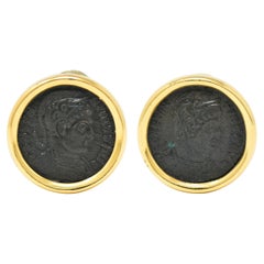 Boucles d
oreilles Bulgari 1980
 Ancient Roman Coin Vintage Monet en or 18K