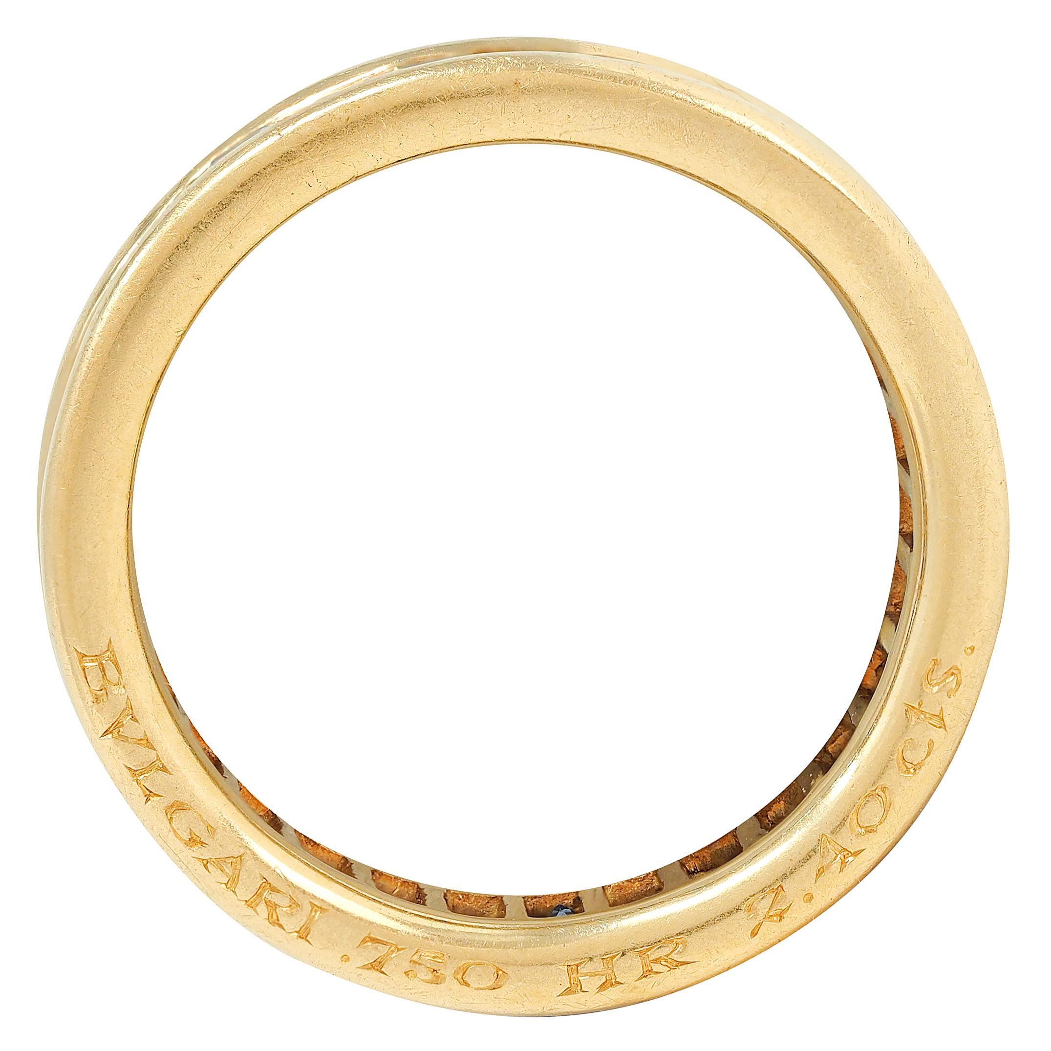 Bulgari 1980's Blauer Saphir 18K Gold Vintage Eternity Channel Band Ring (Moderne) im Angebot