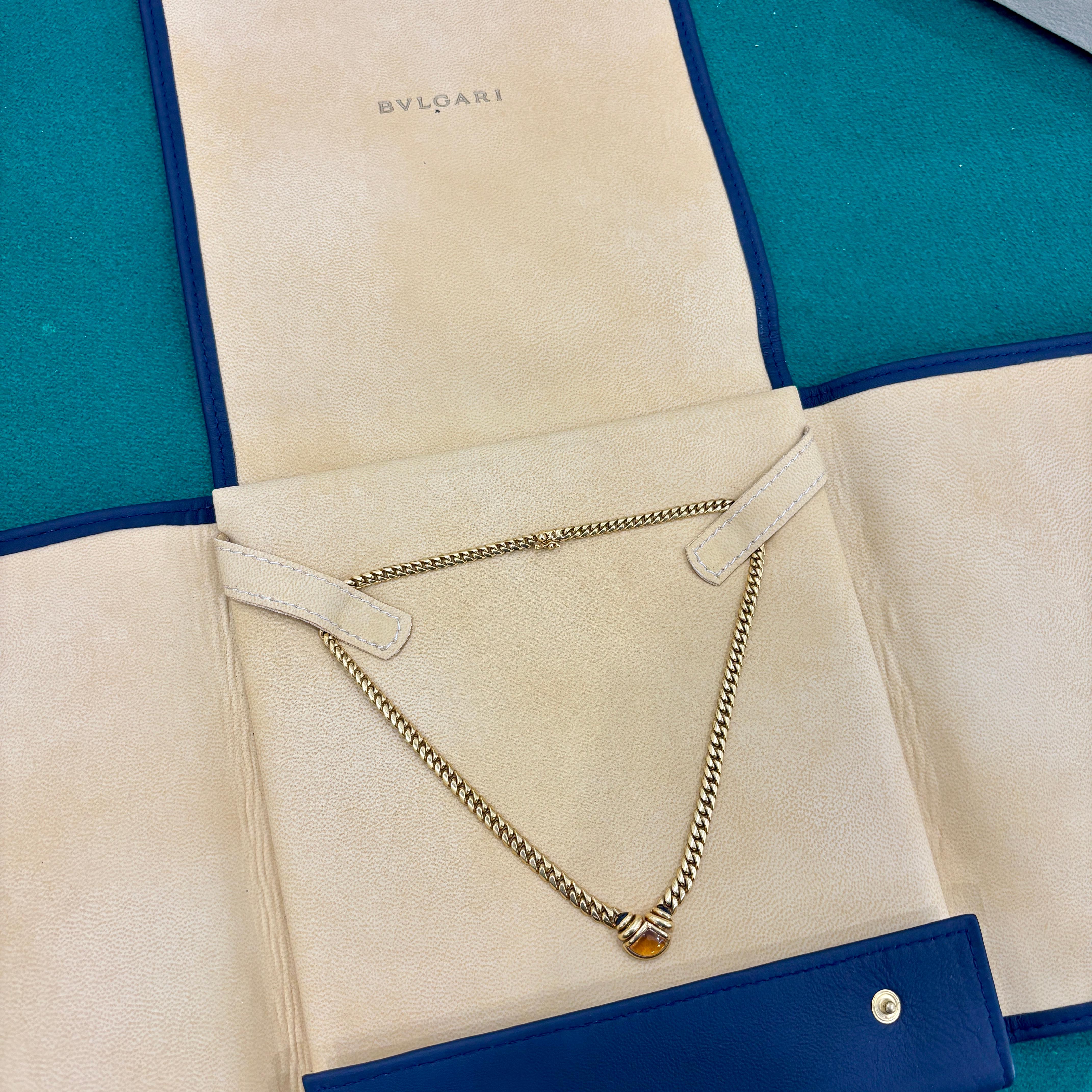 Bulgari 1980er Jahre Citrin und Saphir Curb Link Halskette im Angebot 2