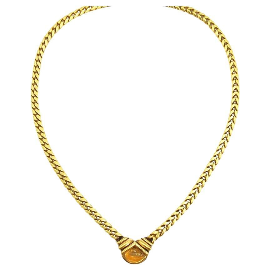 Bulgari 1980s Citrine and Sapphire Curb Link Necklace