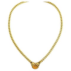 Bulgari 1980s Citrine and Sapphire Curb Link Necklace