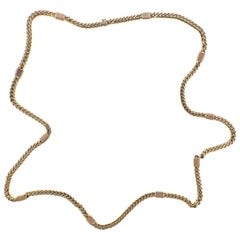 Vintage Bulgari 1980s Curb Link Long Chain Necklace