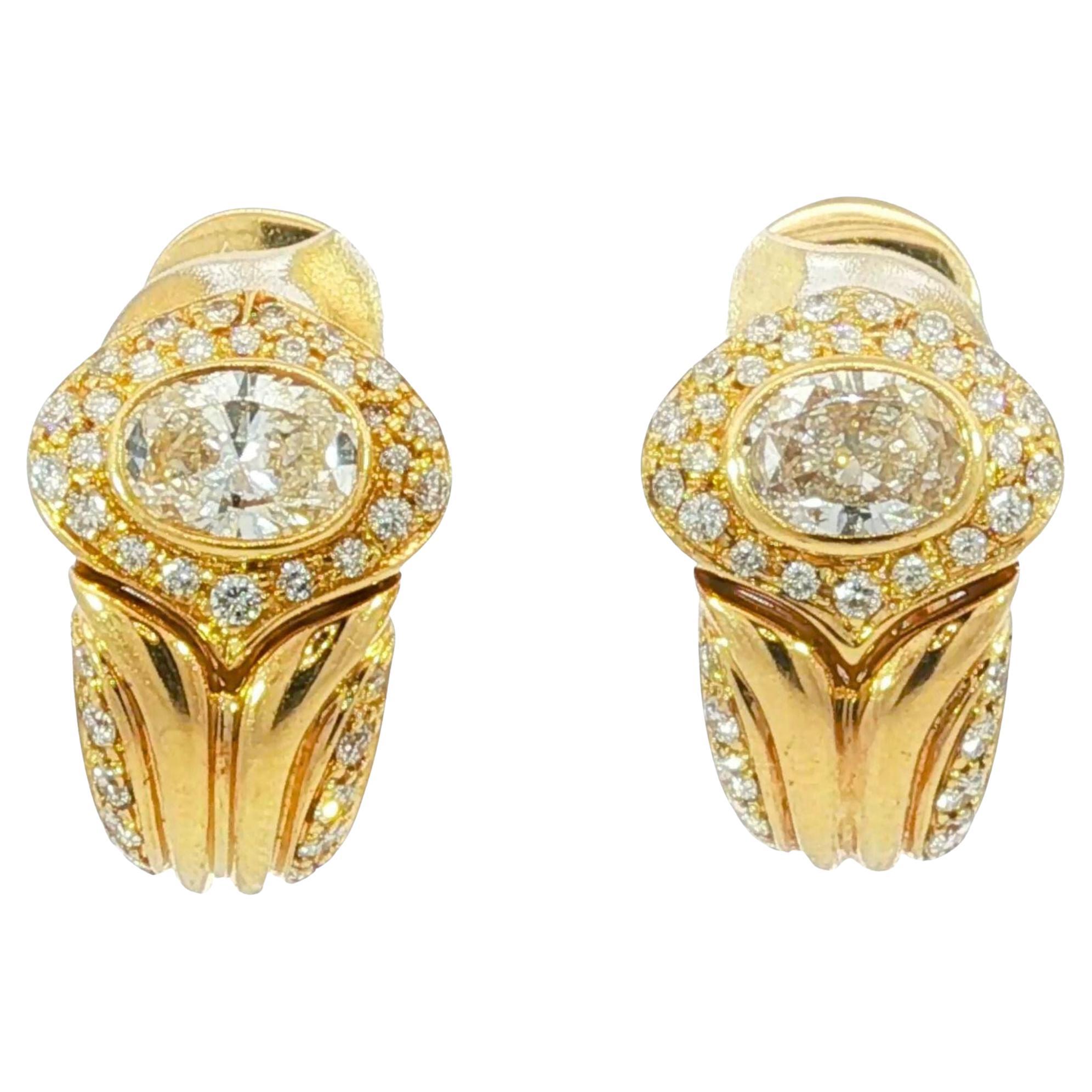 Orecchini Bulgari 1980 con diamanti 18K Omega Backs ~2.4ctw in vendita