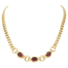 Bulgari 1980
s Diamond Tourmaline 18K Yellow Gold Curb Link Vintage Necklace Bulgari 1980
s Diamond Tourmaline 18K Yellow Gold Curb Link Vintage Necklace