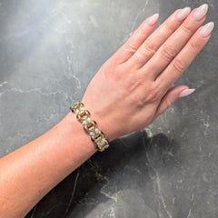 Bulgari Vintage-Gliederarmband aus den 1980er Jahren mit Citrin, Perlen und verschiedenen Edelsteinen, 18 Karat Gelbgold