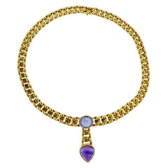 Bulgari 1980s Sapphire Amethyst Gold Necklace